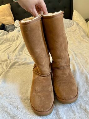 UGG Chestnut Suede Tall Shearling Boots